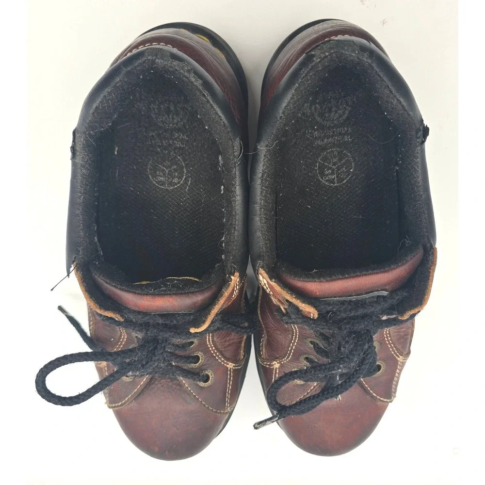 Dr. Martens 7A12 Steel Toe Work Shoes Mens 11 Brown Leather Low Top Boots Y2K